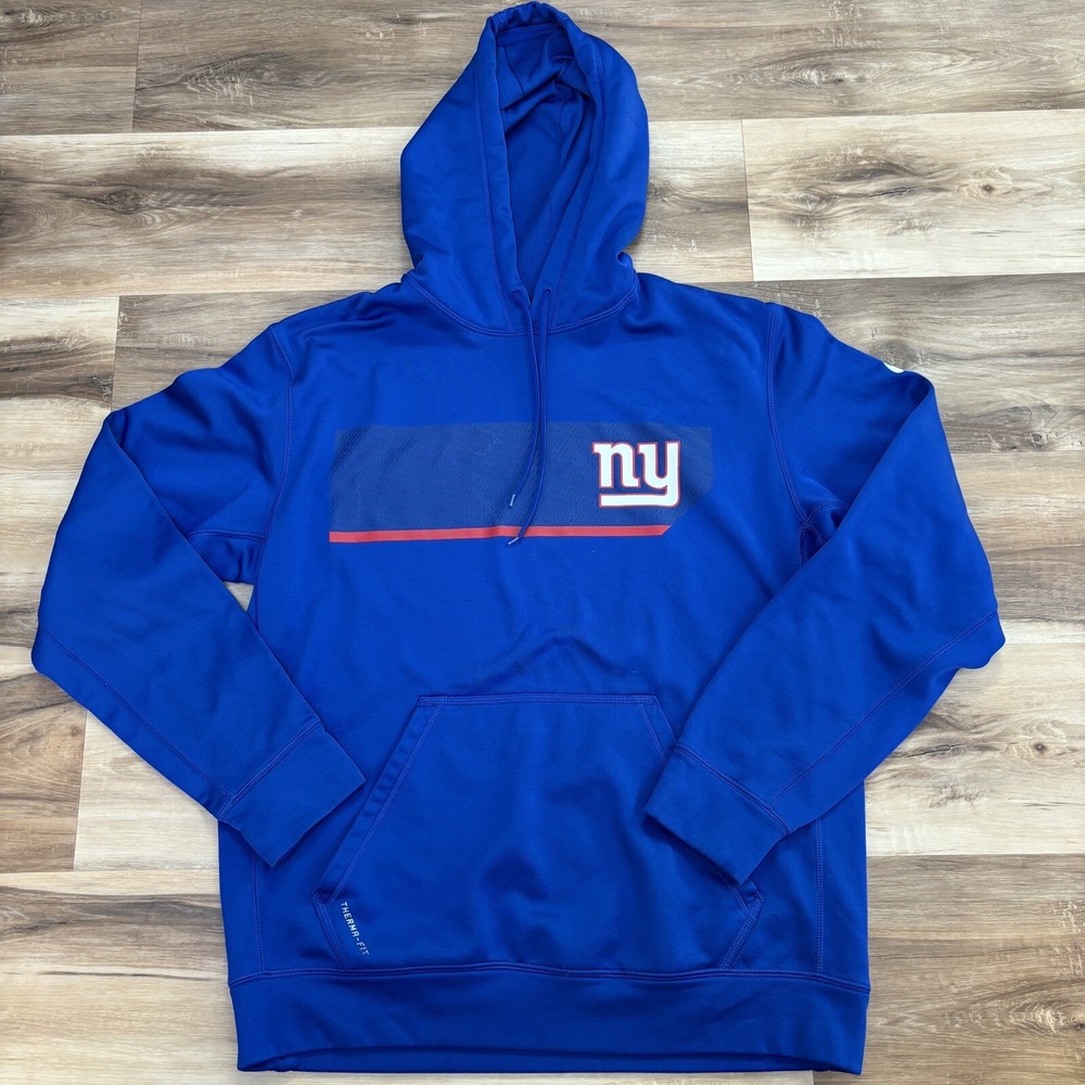 Nike NFL New York Giants Hoodie Medium Therma-FIT Performance Fleece Blue Mens